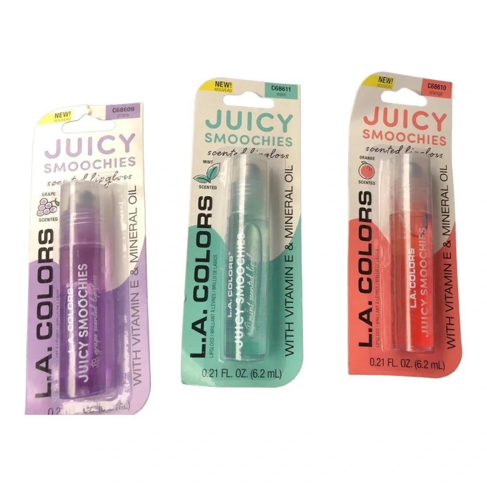 3pk flavored vitamin E lipgloss strawberry grape coconut orange watermelon‎ mint